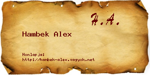 Hambek Alex névjegykártya
